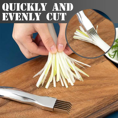 Shred Silk The Knife - Chopped Green Onion Knife - Kitchen Vegetable Cutter Sharp Scallion Shredding Cutter Shred Slicer Household Multifunctional Food Slicer Home Kitchen Gadget (1, Gold)