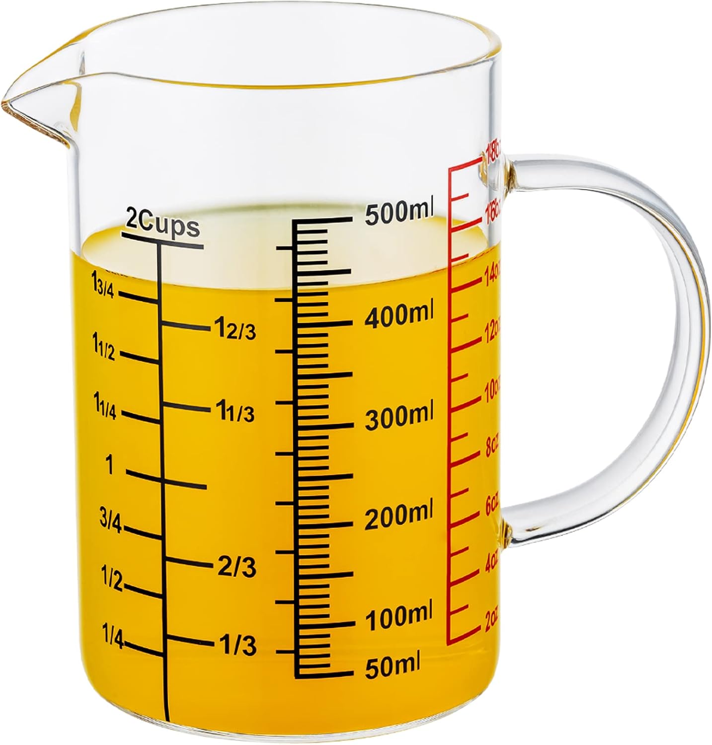 Ackers BORO3.3 Measure Glass -[Insulated handle | V-Shaped Spout]-Made of High Borosilicate Glass Measuring for Kitchen or Restaurant, Easy to Read, 60 ML (2 Oz) 丨(2 Pack)