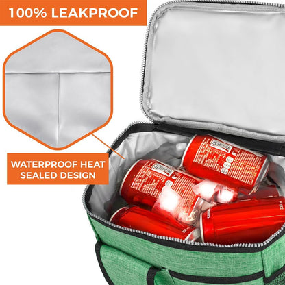 opux Insulated Lunch Bag for Men Women, Leakproof Black Lunch Box for Work, Portable Soft Lunch Cooler Bag with Shoulder Strap, Adult Lunchbox Lunch Pail for Kid Boy Girl School, 14 Can/8L