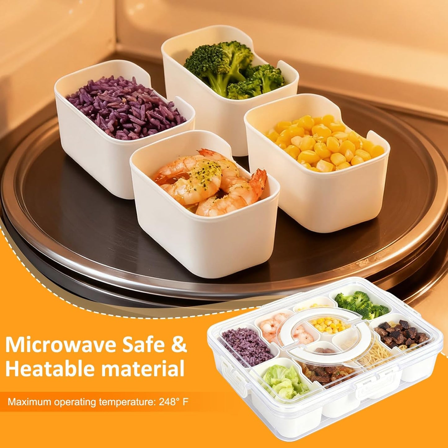 Snackle Box Taco Bar Serving Set for a Party - Divided Lazy Susan Serving Tray - Taco Tuesday Kit - Chip and Dip Serving Set for Party - Carry-on Appetizer Serving Tray (11.4")