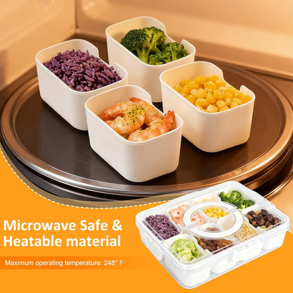 Snackle Box Taco Bar Serving Set for a Party - Divided Lazy Susan Serving Tray - Taco Tuesday Kit - Chip and Dip Serving Set for Party - Carry-on Appetizer Serving Tray (11.4")