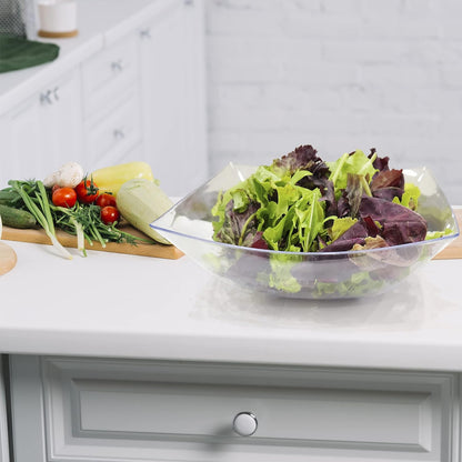 R-kay 6 Pack Square Plastic Serving Bowls - Clear Plastic bowls 16 Oz - Disposable Serving Bowls Heavy Duty For Weddings Catering And Birthday parties