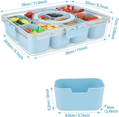 shopwithgreen 2Pcs Divided Serving Tray with Lid and Handle, Portable Snackle Box Snack Containers for Charcuterie, Party, Veggies, Snack, Fruit, Nuts, Candy, Chip, Entertaining, Picnic