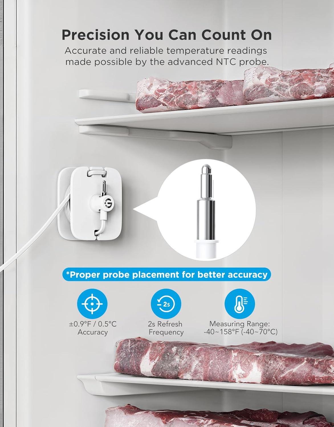 GoveeLife WiFi Refrigerator Thermometer Sensor with Alarm, 2-Pack & Gateway