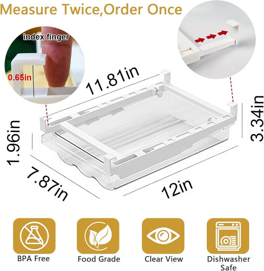 Refrigerator Organizers Storage Fridge Drawer - Pull Out Clear Storage Containers with Handle for Fruit,Deli,Cheese,Seafood,Plastic Organizer Bins Fit for Medium Refrigerator Shelf,Simple Use(2 Pack)