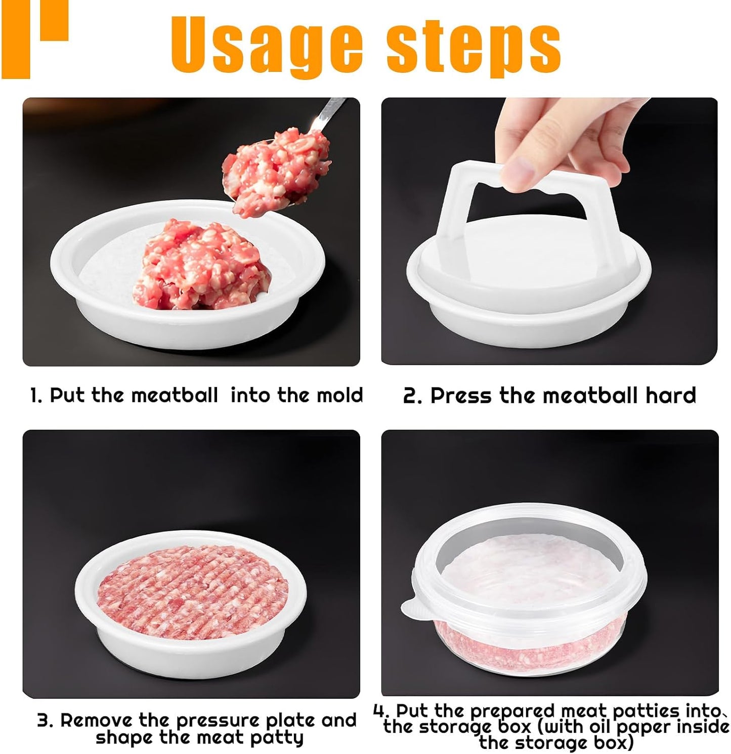 Hamburger Press Patty Maker, Burger Press Patty Makers with 20 Storage Containers and 20 Patty Papers, Hamburger Patty Maker Mold for BBQ Round Burger Shaper for Meat BBQ Grill Accessories