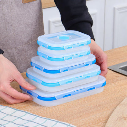 ECOBERI Collapsible Silicone Food Storage Containers, BPA Free, Microwave, Freezer and Dishwasher Safe, Lunch, Meal Prep, Travel, Space-Saving