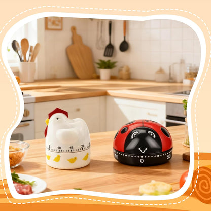Amylove 4 Pcs Cute Mechanical Kitchen Timer Forest Animals 60 Minutes