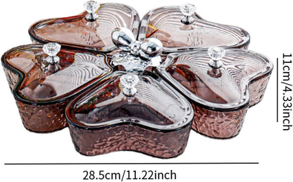 Dried Fruits Tray Candy Snack Plates Platter Appetizer Tray Divided Serving Tray for Cupcake Dried Fruits Family Holiday Home, Clear Grey Bowknot