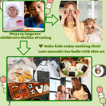 Rice Ball Molds 21PCS Onigiri Mold Set Cute Animal Sushi Molds Rice Shaper Rice Ball Shaker Bento Box Accessories DIY with Nori Seaweed Punch Cutter Food Picks