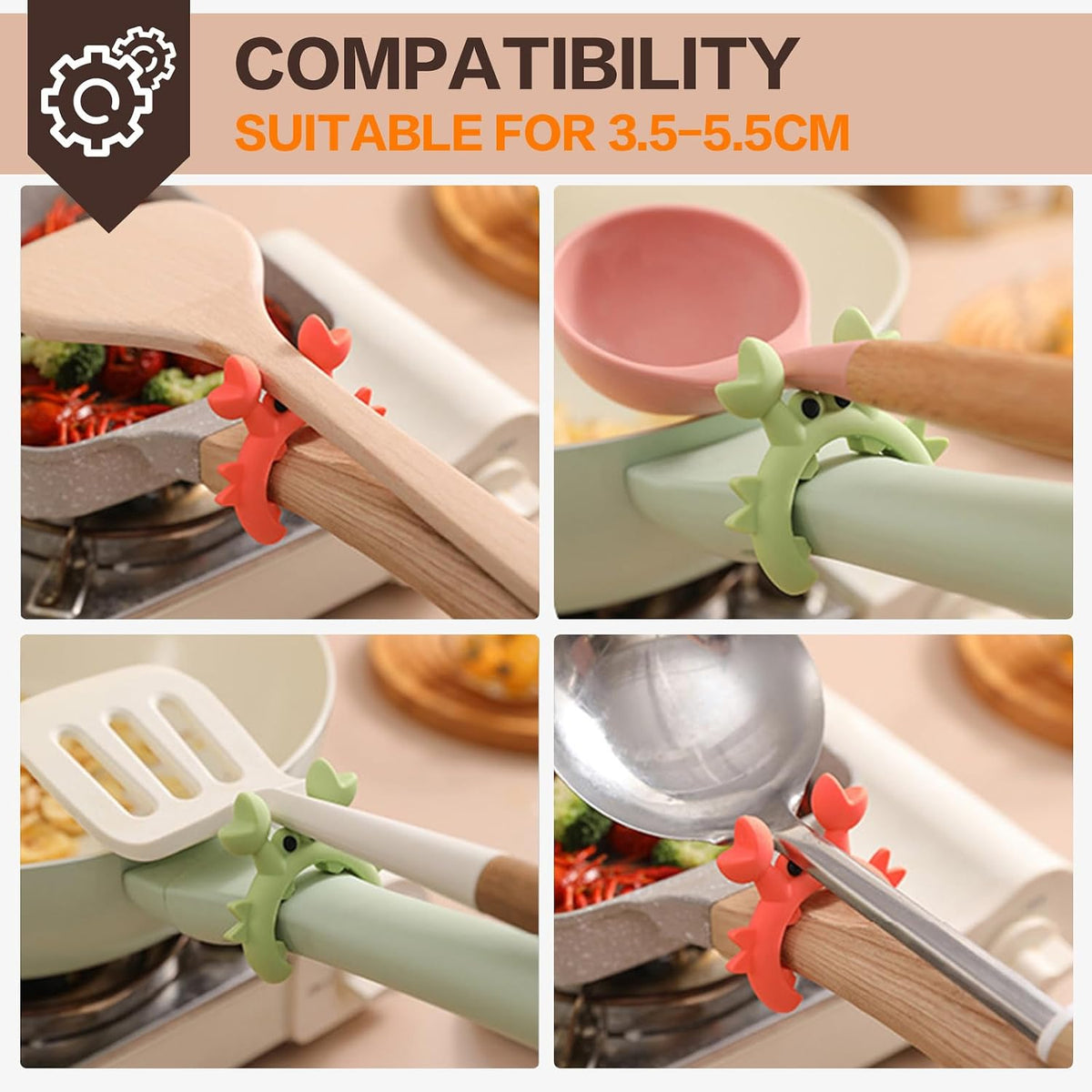 Crab Spatula Holder, Crab Shaped Silicone Spatula Holder Anti-scalding, Adjustable Crab Utensil Holder, Crab Spoon Holder For Pot Boil Over Spill Stopper,cute Creative Crab Gifts (green)