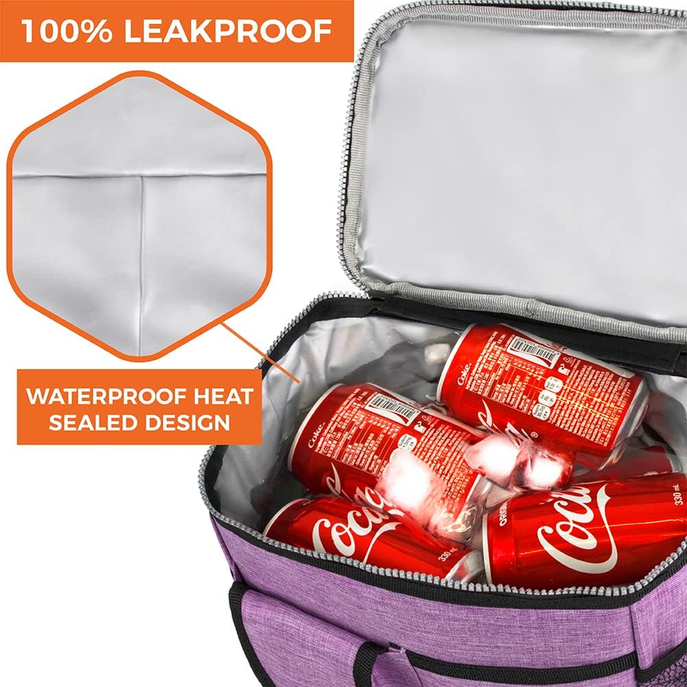 opux Insulated Lunch Bag for Men Women, Leakproof Black Lunch Box for Work, Portable Soft Lunch Cooler Bag with Shoulder Strap, Adult Lunchbox Lunch Pail for Kid Boy Girl School, 14 Can/8L