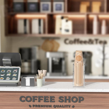WINFFOR Disposable Cup Organizer Dispenser - 2 Compartments Clear Acrylic Cup and Lid Holder with Handles Plastic Cup Dispenser Countertop Paper Cup Holder for Coffee Bar House Party Essentials