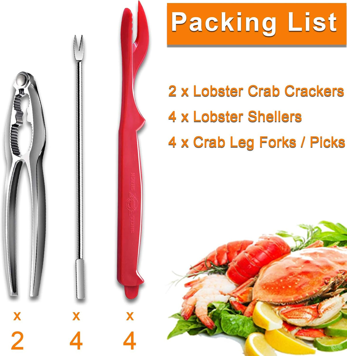 10PCS Crab Nut Crackers and Seafood Tools,Stainless Steel Lobster Crackers