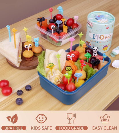 160PCS Food Picks for Kids with Storage Box, Kids Lunch Accessories for Bento Box, Animal Kids Food Picks for Picky Eater, Cute Toothpicks for Food Fruit, Fun Toddler Food Picks - BPA Free