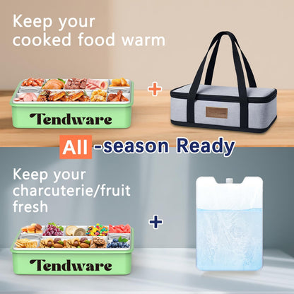 Chilled Portable Snackle Box Container Insulated Bag Keep Food Warm 12 Compartment Divided Serving Tray Reusable Ice Pack Road Trip Essentials for Charcuterie Snack Picnic Beach Birthday Gift