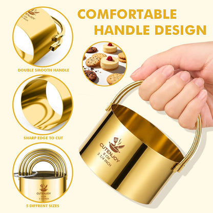 Round Cookie Cutters (2, 3, 3.5, 4, 5, 6 Inch) Biscuit Cutter Set