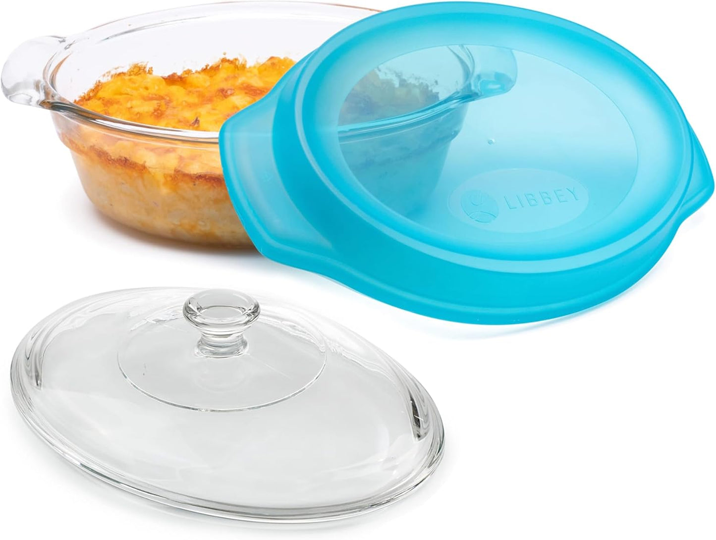 Libbey Baker’s Premium 2 Piece Glass Pie Plate, Stackable, Space Saving Casserole Dish Set with Lids, Glass Baking Dish Set for Fruit Pies, Quiches