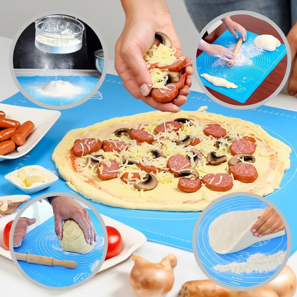 Silicone Baking Mat for Pastry Rolling Dough with Measurements (20" x 16 ", pink)