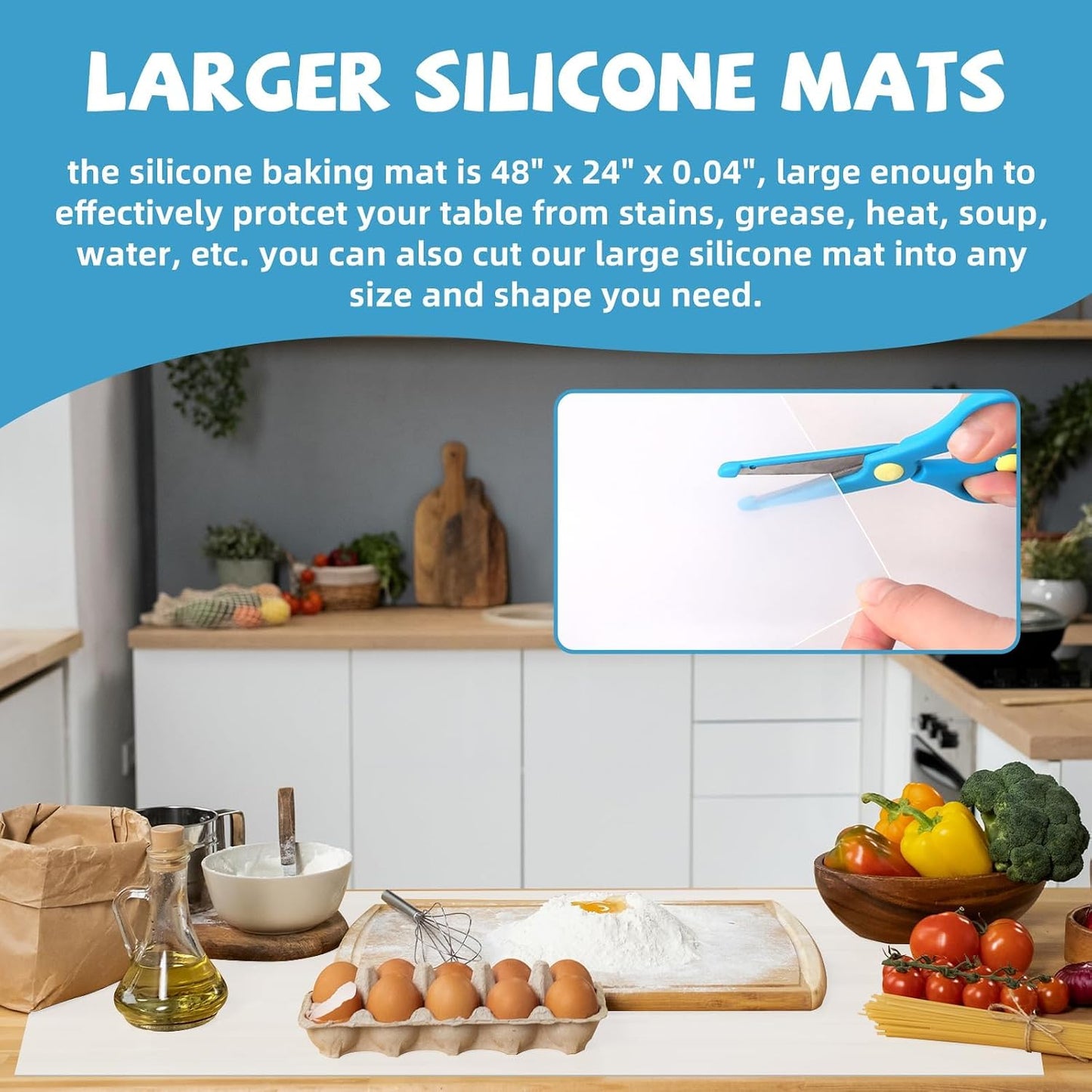 VOKOY Large Silicone Mat for Crafts, 36"x24", Extra Large Silicone Mats,Thick Black Silicone Mat for Kitchen Countertop, Heat-resistant Washable Large Silicone Pastry Mat for Crafts Painting Baking