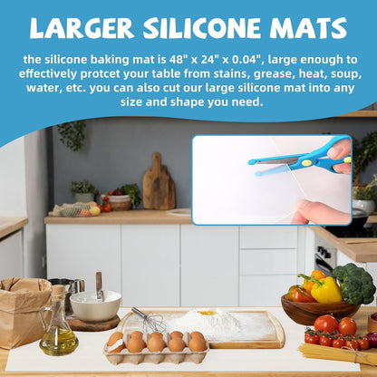 VOKOY Large Silicone Mat for Crafts, 36"x24", Extra Large Silicone Mats,Thick Black Silicone Mat for Kitchen Countertop, Heat-resistant Washable Large Silicone Pastry Mat for Crafts Painting Baking