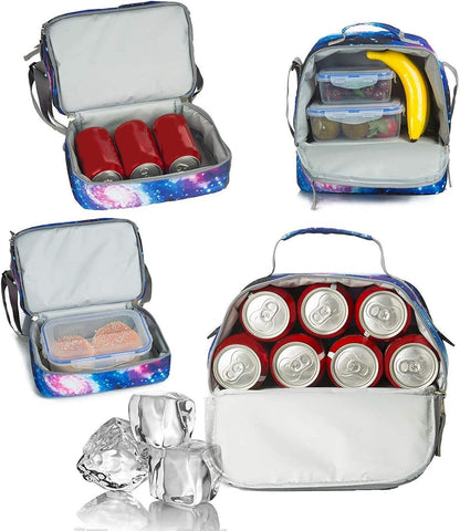 Tilami Lunch Bags Insulated Adjustable Strap Zipper, Two Compartments Cooler Bags, Bento Bags for Kids Toddlers (Blue)