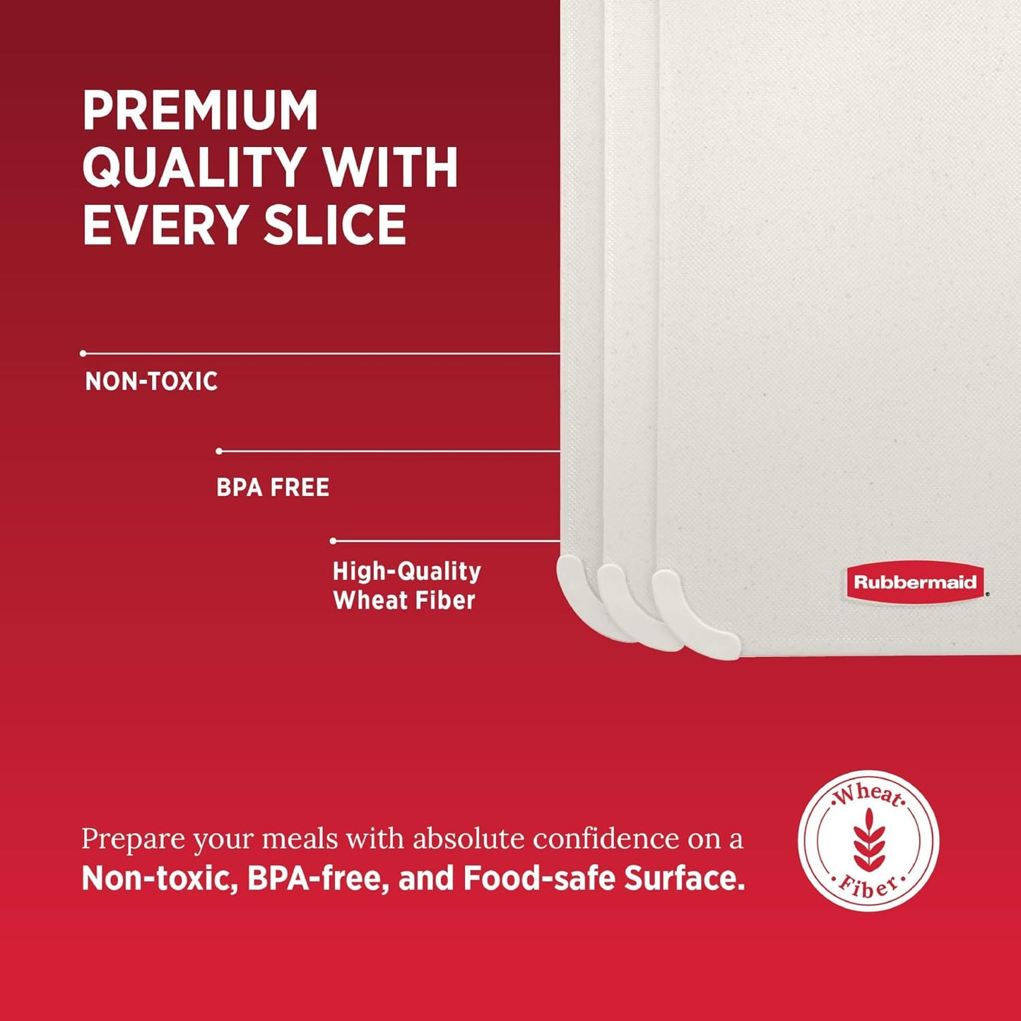 Rubbermaid 3pc Reversible Wheat Fiber Cutting Board Set | Cutting Boards for Kitchen – Dishwasher Safe, Non-Slip Corners, Lightweight & Easy To Store- Large Cutting Board for Meat, Veggies & Fruits
