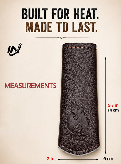 I.N Premium Leather Cast Iron Skillet Handle Cover (Standard 4.5) Thick Leather Heat Resistant Pan Handle Sleeve Holder for Cast Iron Handle Cover & Pans (Handmade)