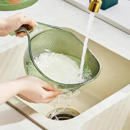 2-In-1 Rice Strainer,Large Rice Washer Beans Washer Strainers And Colanders - Washing Bowl for Fruit Washing Bowl With Strainer,Rice Washing Bowl Multifunctional Drain Basket (White)