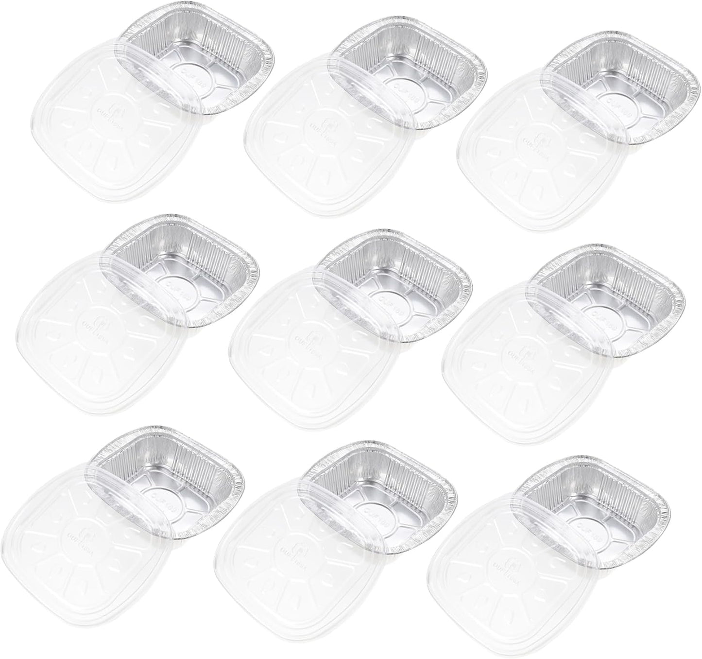 PRETYZOOM Square Aluminum Foil Tray Lid – 10 Sets of BBQ Grill Baking Containers Food Takeout Boxes Oven Safe for Air Fryers and Meal Prep