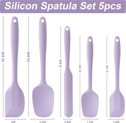 Silicone Spatula Set, 5 Piece Food Grade Rubber Spatulas for Baking, Cooking, and Mixing High Heat Resistant Non Stick Dishwasher Safe BPA-Free (Multicolor)