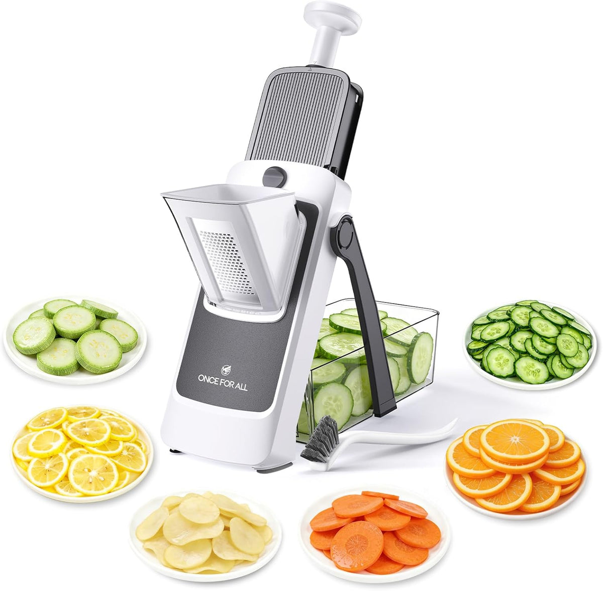 ONCE FOR ALL Safe Mandoline Slicer For Kitchen, Food Veggie Slicer, Gray