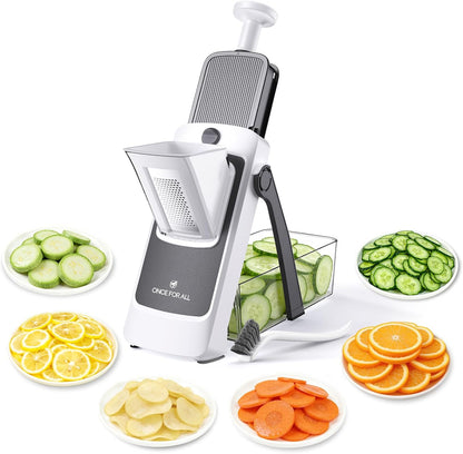 ONCE FOR ALL Safe Mandoline Slicer For Kitchen, Food Veggie Slicer, Gray