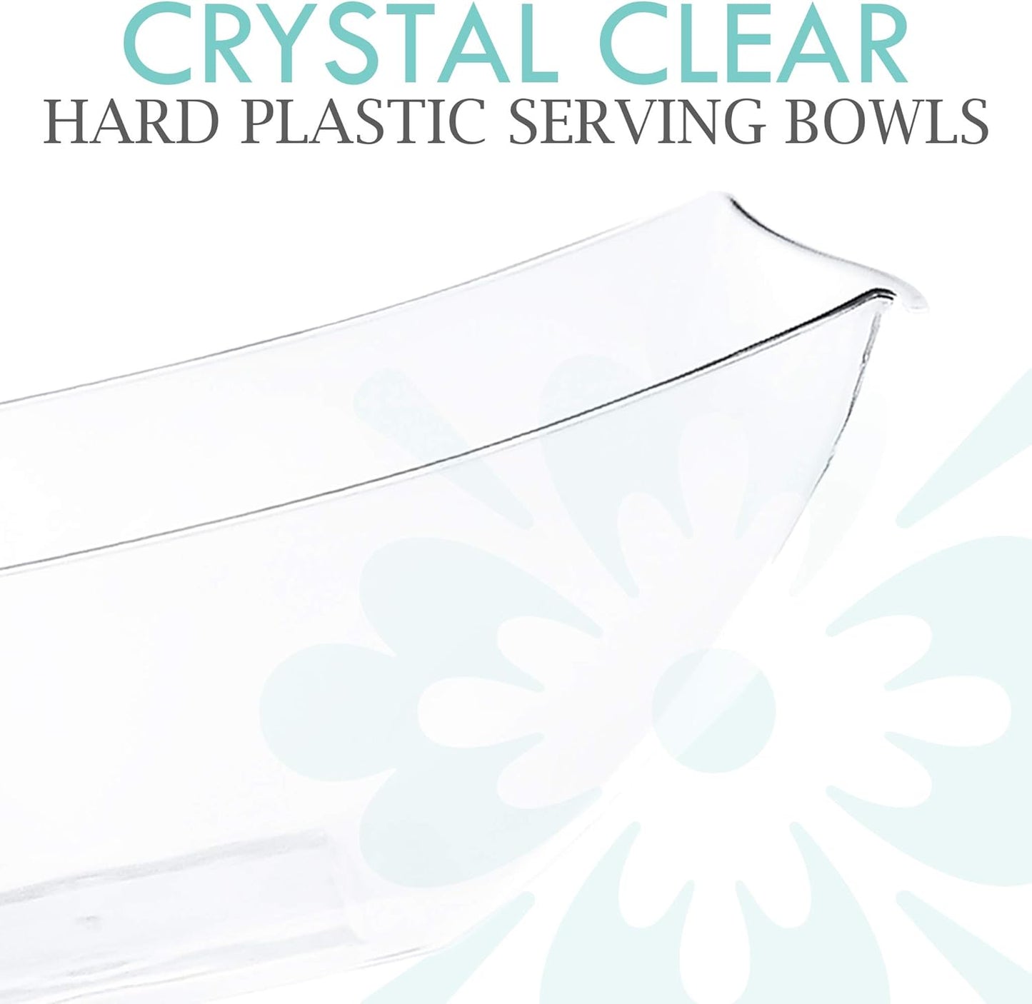 PLASTICPRO Disposable Square Serving Bowls, Party Snack or Salad Bowl, Plastic Clear or White Pack of 4 (16 OUNCE, White)