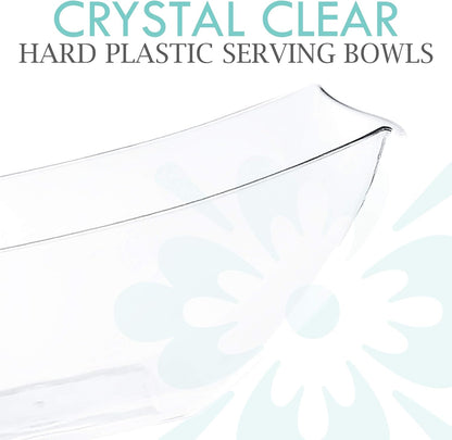 PLASTICPRO Disposable Square Serving Bowls, Party Snack or Salad Bowl, Plastic Clear or White Pack of 4 (16 OUNCE, White)
