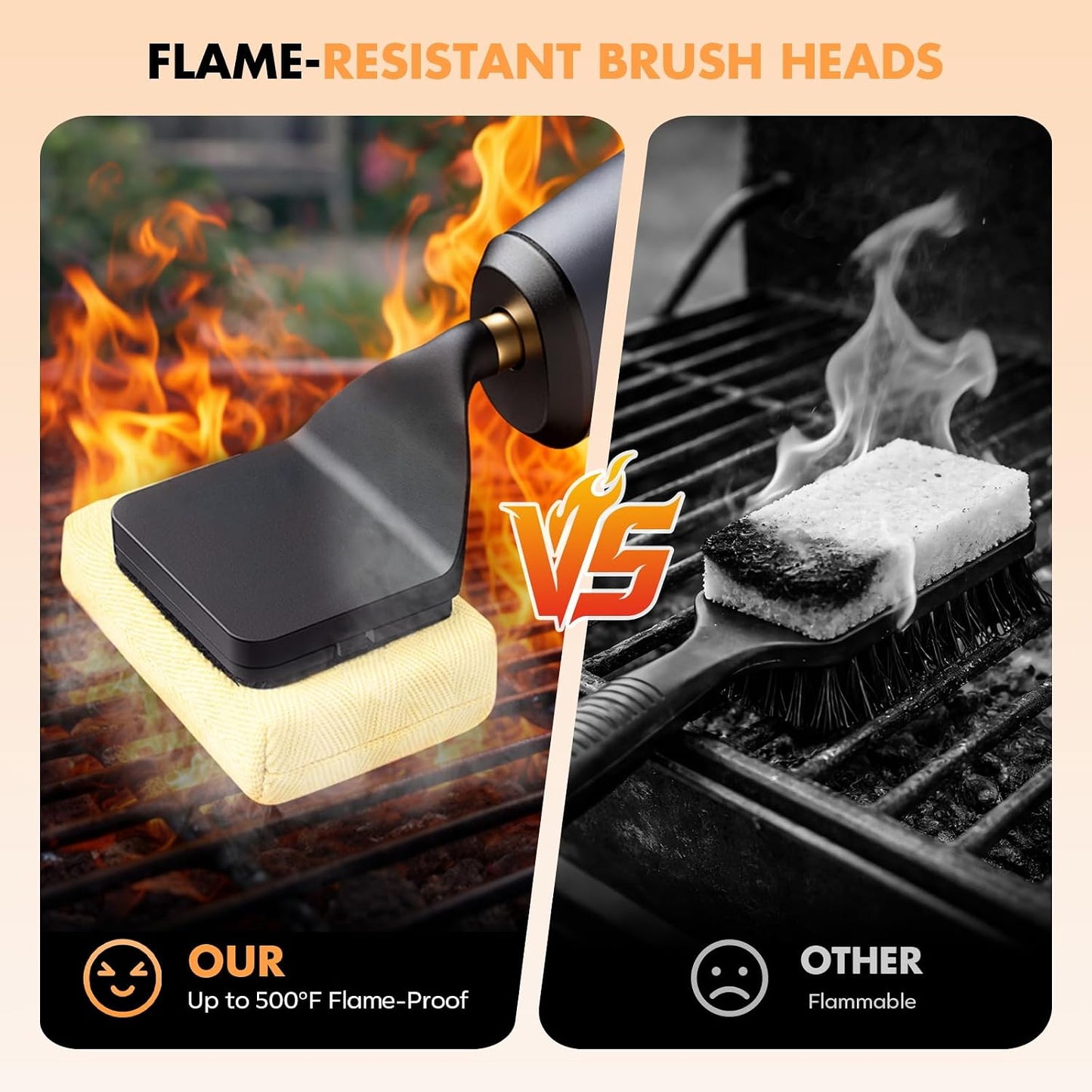 Electric Grill Brush - Bristle Free Grill Brush for Outdoor Grill, Cordless BBQ Grill Cleaner with 3 Heads, Rechargeable 240 Mins Runtime Barbecue Grill Cleaning Brush (Gray)