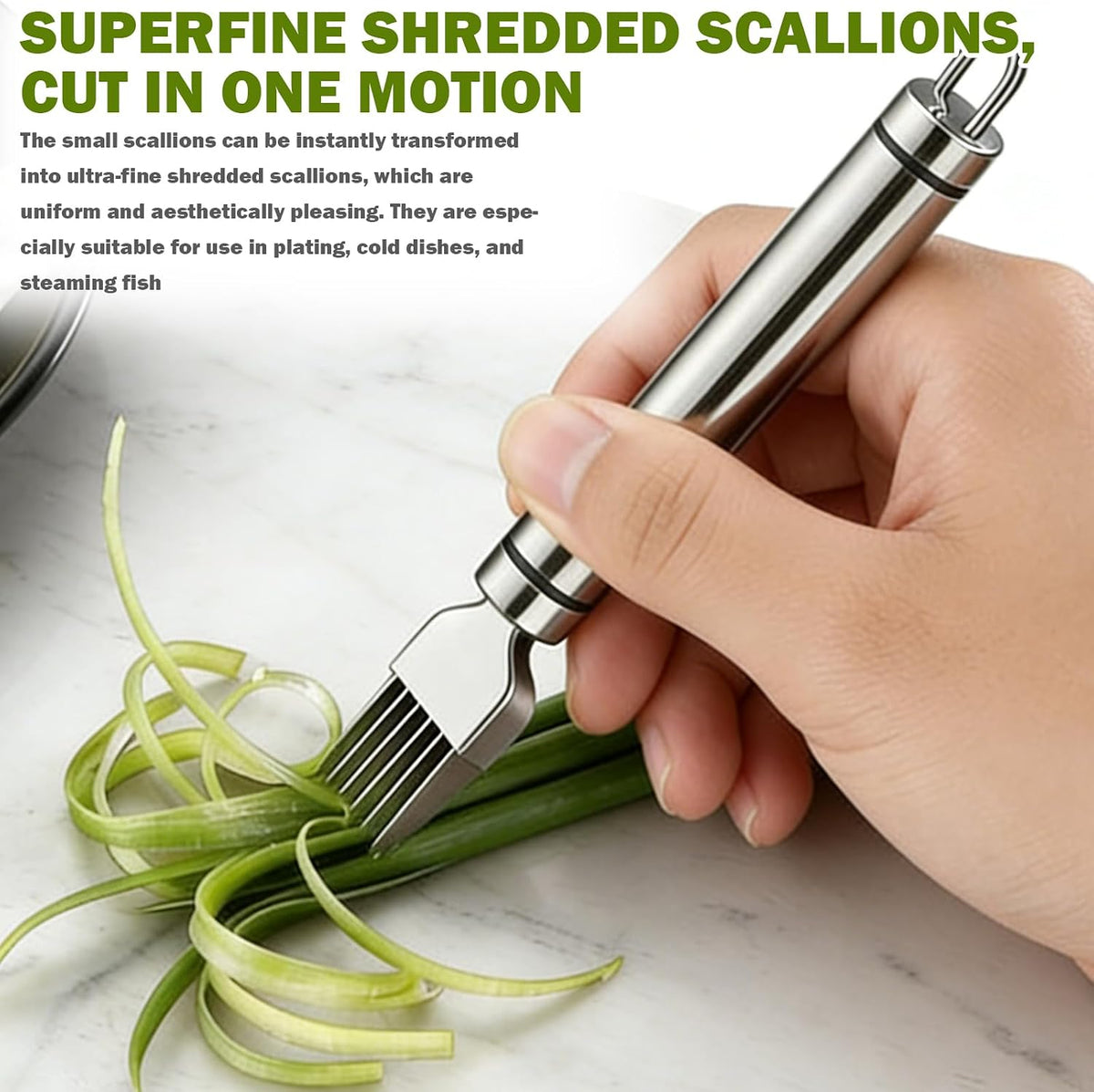 Green Onion Slicer 2Pcs Stainless Steel