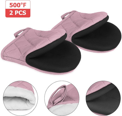 Goldmeet Mini Oven Mitts 2-Pack, 7"x5.5", 500°F Silicone Grip, Gray