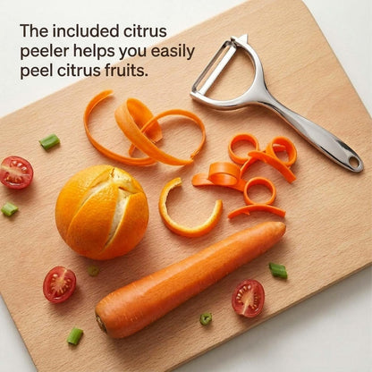 Vegetable Peeler for Kitchen with 2 Orange Citrus Peelers 1 Brush