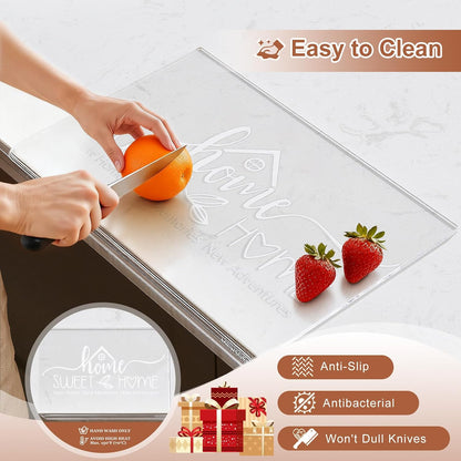 Acrylic Cutting Board with Counter Lip, Clear Cutting Boards for Countertop Protector, Cutting Board for Kitchen Counter, Non-Slip Dough Mat, Kitchen Decor Gadgets House Warming Gifts(24"x18")