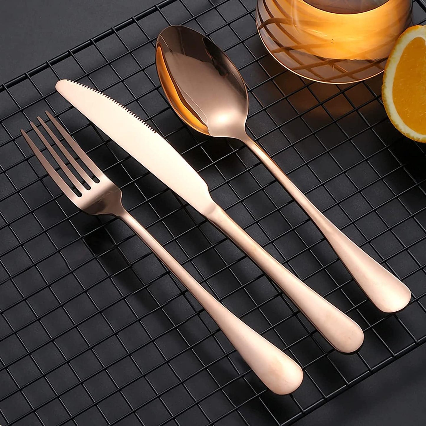 Portable Travel Utensils Set, 18/8 Stainless Steel 3 PCS Cutlery Set Including Knife Fork and Spoon, Reusable Travel Silverware Set with Case for Lunch Box Camping School Office