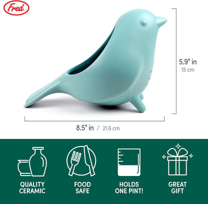 Genuine Fred BLUE BIRD Ceramic Soak-And-Serve Berry Colander