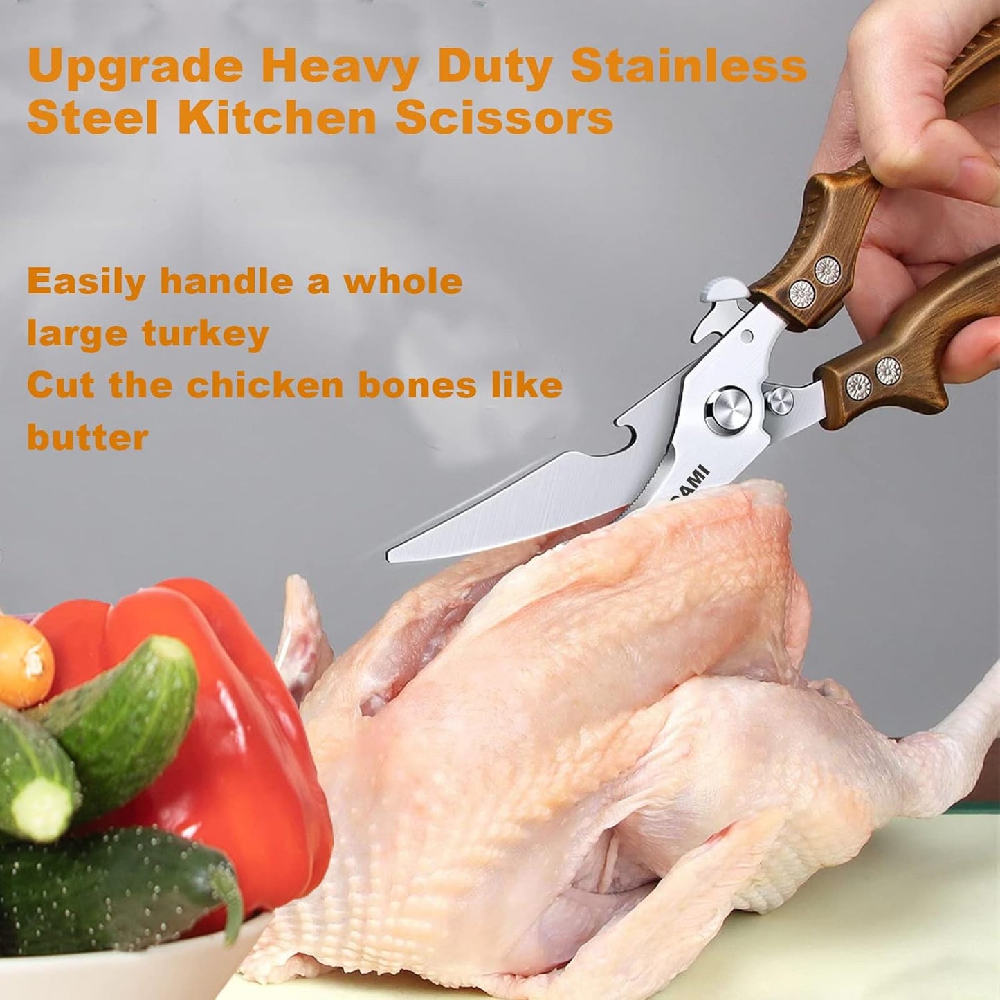 2 Pack Kitchen Shears,Heavy Duty Stainless Steel All-Purpose Poultry Meat Scissors for Cooking-Dishwasher Safe