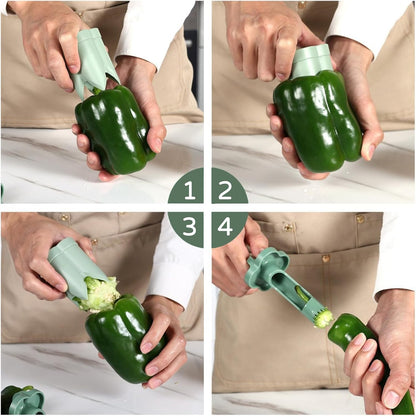 2 Pcs Pepper Corer,Pepper Seed Corer Remover,Bell Pepper Core Cutter Deseeder, 2 In 1 Fruit & Vegetable Core Tools For Kitchen Family Camping Bbq