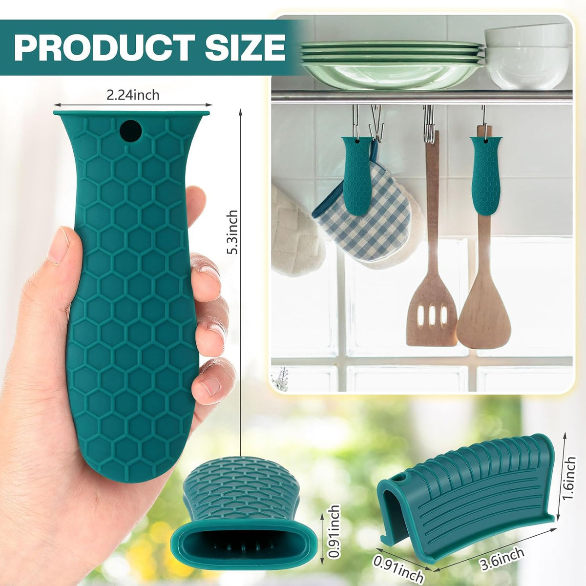 Patelai 8Pcs Silicone Cast Iron Handle Cover,Black