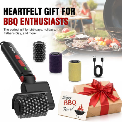 Electric Grill Brush, Cordless BBQ Grill Cleaner Tool With 3-Speed for Burnt Grease, Anti-Shedding Safe Wire, 150+ Min Runtime & Waterproof, Effortless Grill Brush for Backyard Barbecue Outdoor Grills
