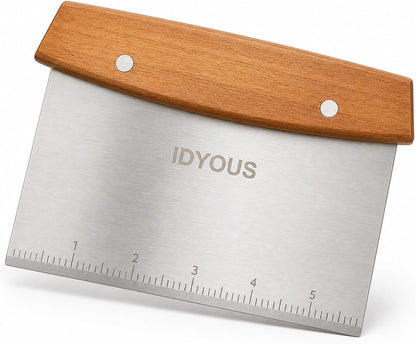Multipurpose Bench Scraper and Dough Cutter, Stainless Steel Griddle Scraper Chopper with Measurement Marks, Kitchen Tool for Flat Top Grill, Bread, Pizza and Baking