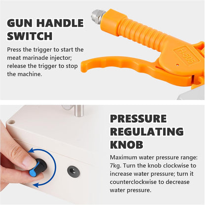 Electric Meat Injector Gun Pump with Hose, 65W Marinade Injector Syringe with 20 Needles for Home Grilling, Family Parties & Outdoor Cooking Turkey, Pork, Beef (Yellow)