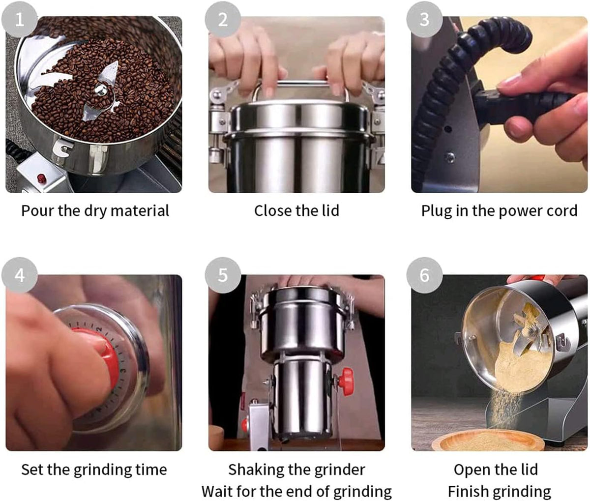 LEJIEYIN Electric herb Grinder 550g High Speed Electric Stainless Steel Spice Flour Mill Herb Grinder Powder Machine for Dry Food Grin