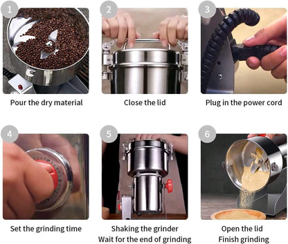 LEJIEYIN Electric herb Grinder 550g High Speed Electric Stainless Steel Spice Flour Mill Herb Grinder Powder Machine for Dry Food Grin